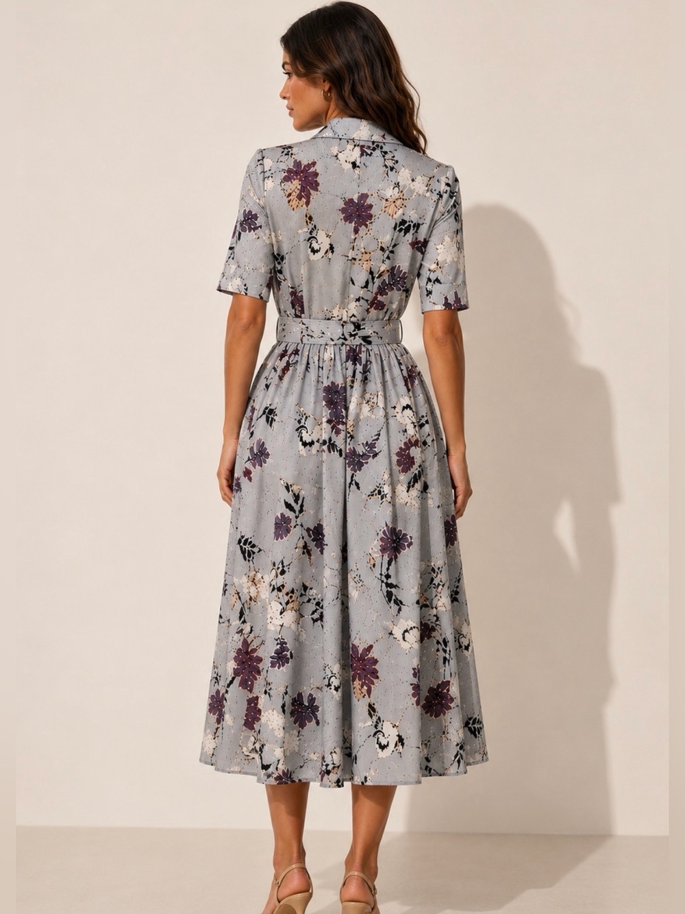 REVOLVE Lafayette 148 Eleni Floral Stripe Belted Shirt Dress Size Large - Picture 9 of 11